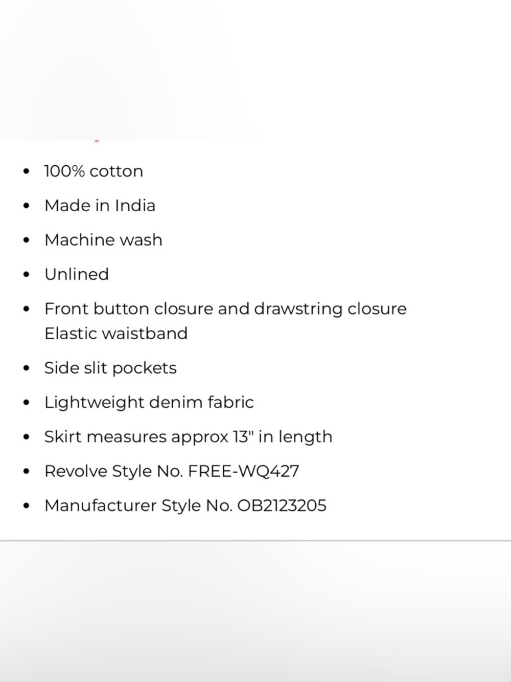 NWT We The Free Roselle Denim mini skirt size small - Picture 2 of 10